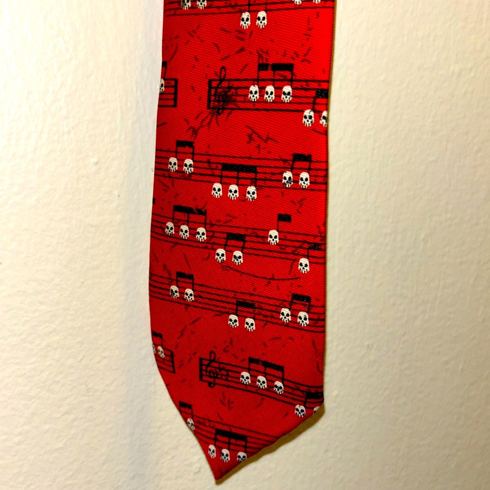 Skull Music Notes Skinny Tie Y2K